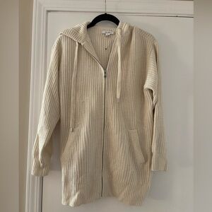 Nine West Cream Knit Zip-Up Sweater